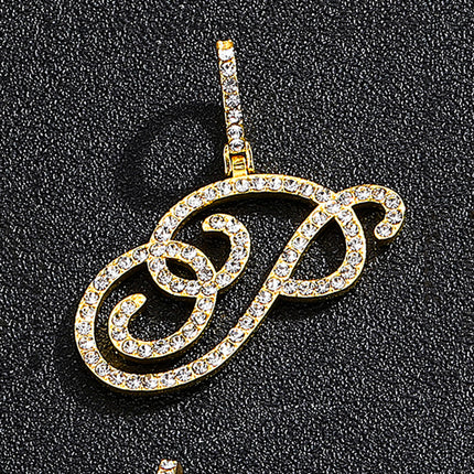 Foreign trade popular products full diamond hip hop jewelry grass letter pendant melon seed buckle Cuban chain accessories Amazon exclusive