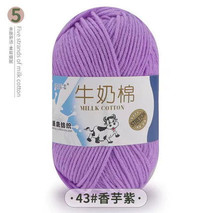 Five-Strand Milk Cotton Yarn Wholesale Medium-Thick Yarn Crochet Doll Shoes Scarf DIY Knitting Material Kit Crochet