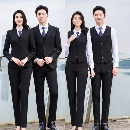 Black Business Suit Men's Office White Collar Interview Dress Bank Staff Work Clothes Business Suit