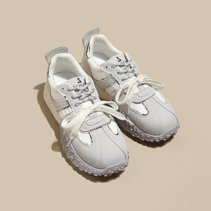 Genuine Leather Retro German Training Shoes for Women 2025 New Spring and Summer Thin Breathable Ballet Forrest Gump Shoes Yellow Casual Sports Shoes