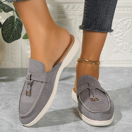 European and American Slippers 2024 Spring New Women's Baotou Half Slippers Outer Wear One-Leg Muller Lazy Shoes Half Slippers Wholesale