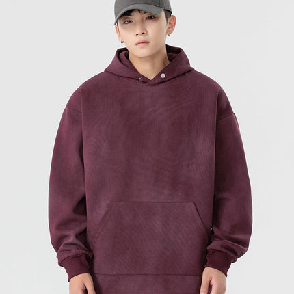 Kunhai Pengyun Men's Heavyweight Hoodie, Men's Hooded Sweatshirt for Autumn and Winter, American Style Trendy Brand, Distressed Print and Dye, Couple's Trendy Hoodie