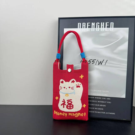 Cross-Border Mobile Phone Bag Woven Mobile Phone Bag Ins Style Woven Mobile Phone Bag Woven Tote Bag Douyin Hot Style