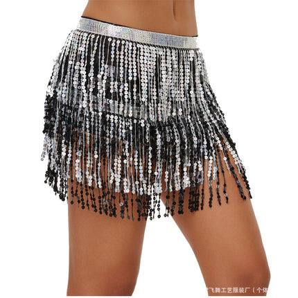 Halloween New Belly Dance Beads Waist Chain 4 Layer Beads Sequins Dance Performance Hip Towel Tassel Waist Seal Belt