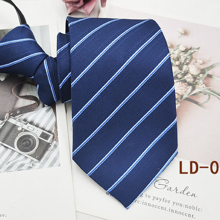Factory In-Stock Zipper Tie Men's Formal Business 8cm Lazy Tie Red Black Striped Workplace Striped Tie
