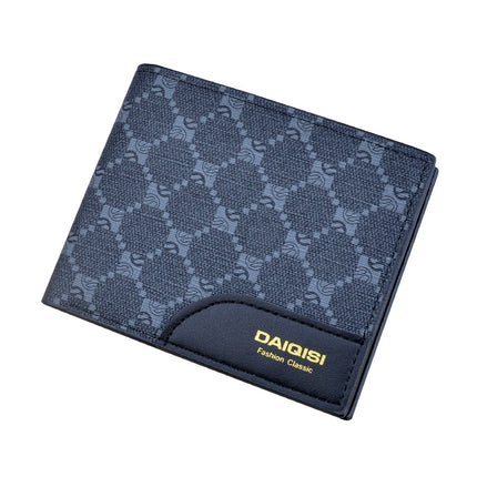 New Men's wallet men's short multi-card card holder European and American retro wallet men's youth plaid printed Soft Wallet