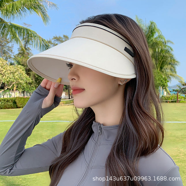 Upf50+ Large Brim Sun Hat for Women, Uv Protection, Open-Top Hat, Cycling Face-Covering Sun Hat, Breathable Ice Silk