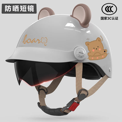 3C certification electric car helmet men's and women's summer safety helmet battery motorcycle sunshade light half helmet
