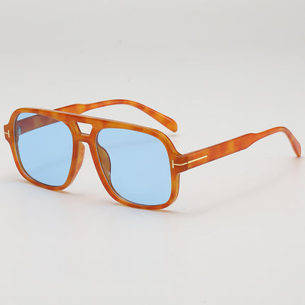 2025 retro double beam large frame small UV-proof sunglasses Korean style outdoor travel decorative flat glasses