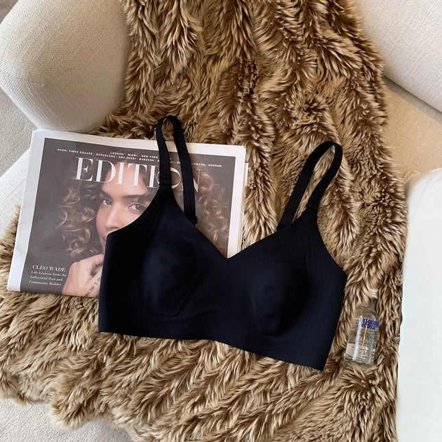 Non-marking Naked Ultra-thin Underwear for Women Rabbit Ears Big Chest Small Bra Anti-sagging Breasts Breathable Bra