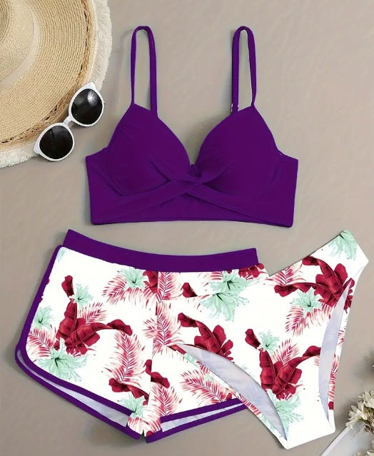 Cross-border European and American Foreign Trade New Style Swimwear Women's Sexy Hard Cover Cup Steel-toted Swimsuit Bikini Bikini