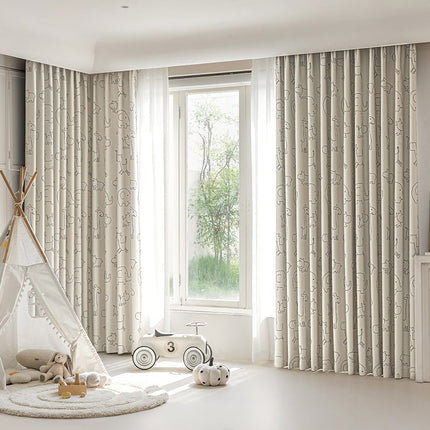Children's Curtains with Digital Printing on Black Gold Base Fabric, Light Luxury Style for Bedroom and Living Room, Thickened New Model, Shaoxing Curtains, Blackout Wholesale