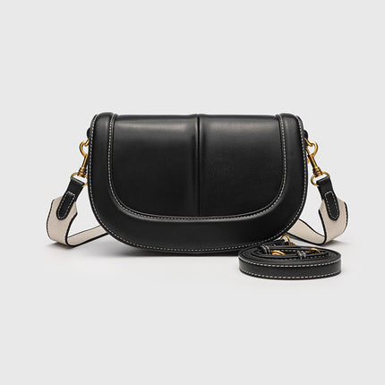 Za Women's Bag 2025 Spring New Saddle Bag Magnetic Buckle Flip Shoulder Crossbody Bag Versatile Wide Shoulder Strap Work Clothing