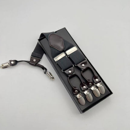 Adult Men's 6-Clip Adjustable Elastic Y-Shaped Suspenders, Comfortable and Highly Elastic