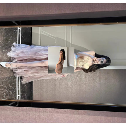 Sense Irregular Socialite dress Waist Long Dress Gown Light Luxury Niche Elegant Strapless Dress suit