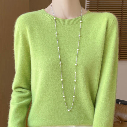 One-Line Ready-To-Wear Round Neck Wool Sweater Seamless Stereo Knitted 100% Wool Zero-Touch Autumn and Winter Seamless Base Sweater