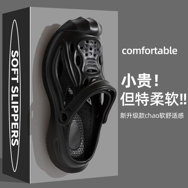 Croc Shoes Men's Outdoor Wading Shoes New Anti-Slip Slippers Outer Wear Deodorant Eva Seaside Toe-Cap Garden Shoes for Men