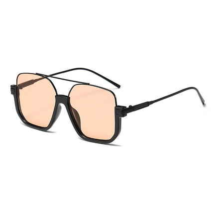 Sunglasses for Women with Big Faces, Internet Celebrity Sunglasses, Men's Masks, Street Lenses, Fashionable One-Piece Large Frame, Trendy Brown Slimming Look