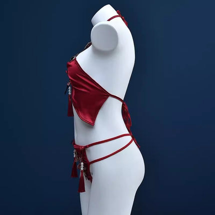 Sexy Lingerie Classical Bellyband Embroidered Lace Tassel Lace Cut Out Ancient Style Uniform Suit Qqny Shirt Halter