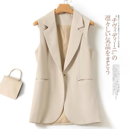 Back Split creamy-white Suit Vest Women's Spring and Autumn New Korean Style Design Sense Sleeveless Outer Wearing Vest