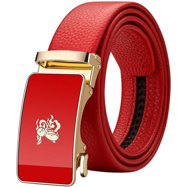 King's Paul 2025 New Arrival Belt Men's Red Year of the Snake Men's Belt Automatic Buckle Belt Gift