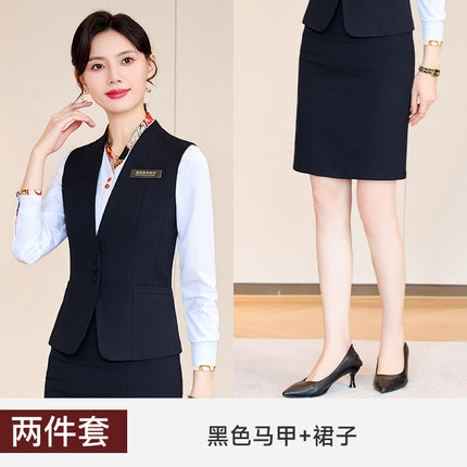 Business Wear Tooling Vest Women's Spring and Autumn New Temperament Hotel Manager Front Desk Reception Overalls with Vest
