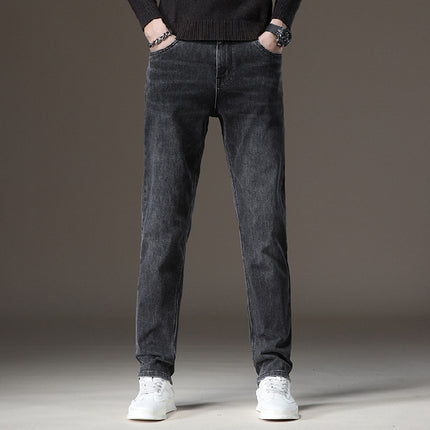 Xintang Jeans Men's Autumn and Winter Velvet Warm Slim Straight Men's Thickeneded Cold-Resistant Men's Casual Long Pants