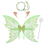 Green wings + ears + garland + fairy wand / One size fits all