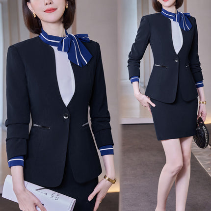 Stewardess uniform professional suit women's autumn and winter fashion front desk beautician work clothes women's professional temperament suit skirt