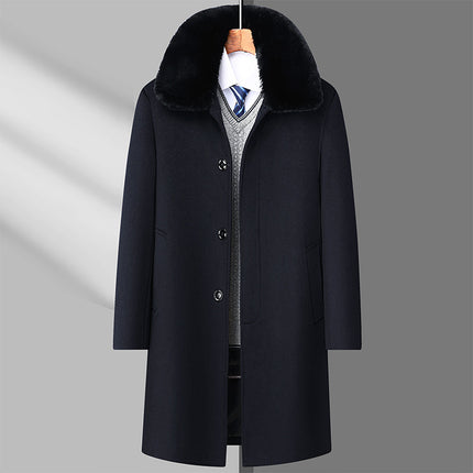 Winter New Men's Woolen Outwear Mid-Length Fur Collar down Removable Liner Two-Wear Woolen Outwear Men's Outwear
