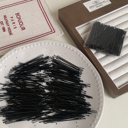 Black Word Clip Bag Simple Wave Side Clip Headwear Bangs Small Clip Steel Clip Girls' Hairpin Clip Hair Accessories