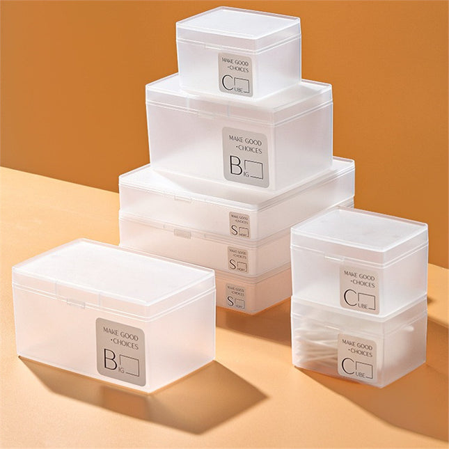 Small Items Frosted Storage Box Transparent Desktop Sundries Storage Box with Lid Household Card Drawer Organizer