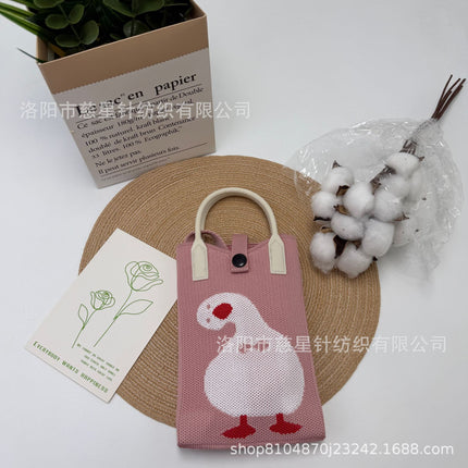 Girl's Heart-Shaped Knitted Crossbody Bag