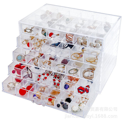 Free Shipping Drawer Jewelry Storage Box Multi-Layer Dust-Proof Red Jewelry Box Earrings Earrings Acrylic Storage Box
