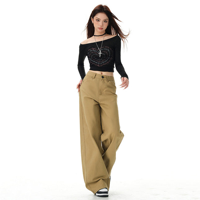 High Street American Jeans for Women 2025 Early Spring New Retro High-Waisted Loose Straight Slimming Look Floor-Length Trousers