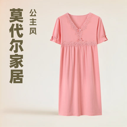 Nightgown Women's Summer Short-sleeved Modal Home Clothes Princess Style Casual Summer Pajamas Long plus size Wholesale
