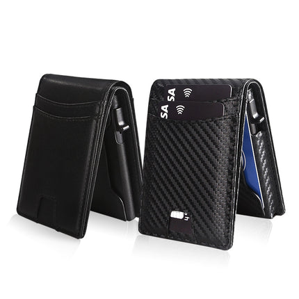 Cross-Border New Microfiber Wallet Anti-Theft Brush Multi-Function Multi-Card Metal Card Holder Portable Men's Id Wallet