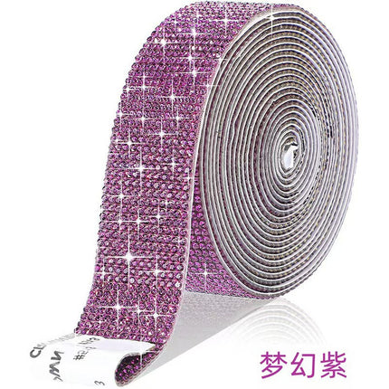 Cross-Border Rhinestone Stickers Self-Adhesive Diamond Strips DIY Clothing Shoes and Hats Rhinestone Strips Decorative with Diamond Stickers Rhinestones with Adhesive Backing Diamond Sheets