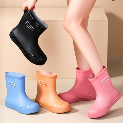 Japanese and Korean Fashion Drawstring Rain Boots for Women, Adventure Outdoor Rainy Season Splash-Proof Water Shoes, Trendy Women's Rubber Shoes