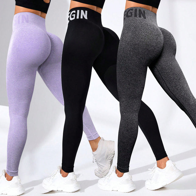 Two-Pack Cross-Border Seamless Peach Butt High-Waisted Yoga Leggings, Butt-Lifting Tight-Fitting Sports Outdoor Fitness Pants for Women