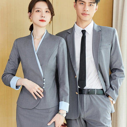 Hotel front desk reception work clothes suit professional suit women's high-end embroidered new Chinese style welcome ceremony clothes