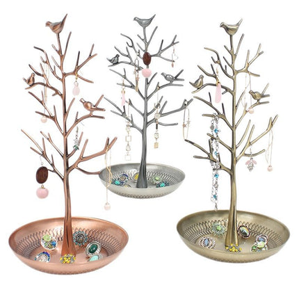 Factory direct bird tree earring rack jewelry display rack alloy tree display rack acacia jewelry rack wholesale