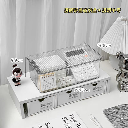 Acrylic Storage Box with Lid for Desktop, Desk Organizer for Cosmetics, Jewelry, and Miscellaneous Items, Multifunctional Storage Basket