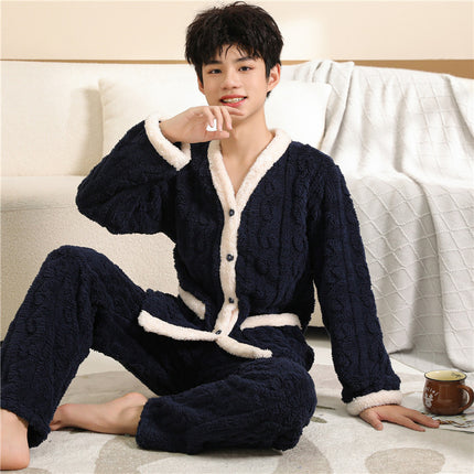 Fat Girl pajamas autumn and winter Princess fleece-lined flannel junior high school students big children fat girl home clothes extra large