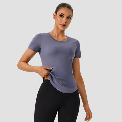 New Yoga Short-Sleeved Women's Lightweight, Breathable, Quick-Drying Sports Tops, Versatile Slim Training Fitness Short-Sleeved Yoga Clothes