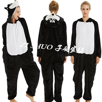 Cartoon One-Piece Cross-Border New Flannel Autumn and Winter Pajamas Animal Luminous Pegasus Dinosaur Couple Pajamas Home Clothes