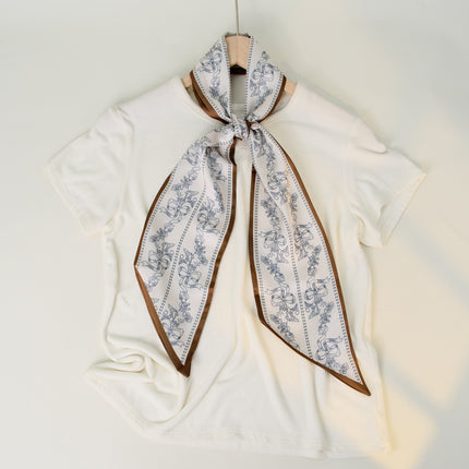 2025 European and American-style Beveled Silk Scarf Cross-border Silk Cashew Dot Long High-end Ribbon Scarf Women's Belt
