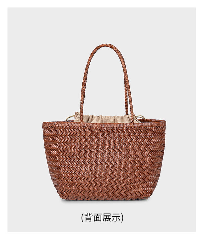 Genuine Leather Woven Tote Bag Women / Sac Cabas Cuir Tressé Femme