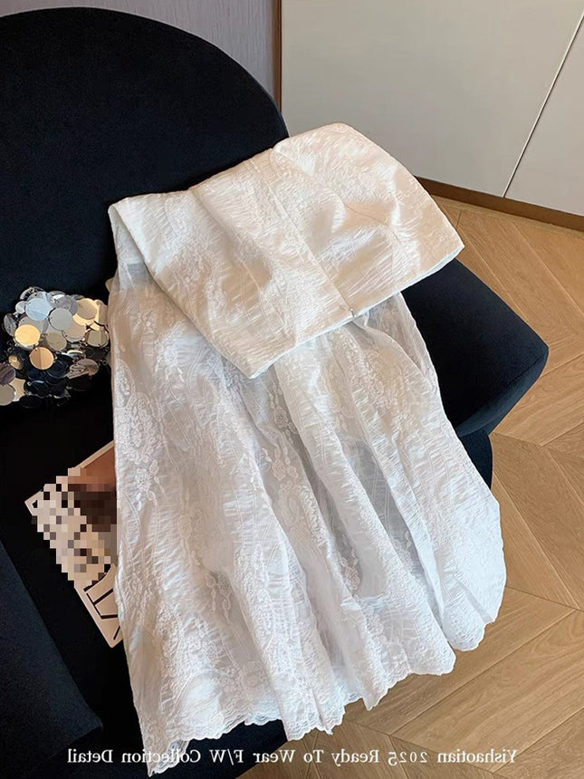 Fashion temperament high board women's clothing! Lace Hollow Skirt Women's Summer New Gentle Fishtail Hip Long Skirt