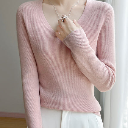 High-End Seamless V Neck Knitwear, First-Line Garment Technology Without Side Seams, Slimming Look Layering Artifact, Direct Supply from the Manufacturer